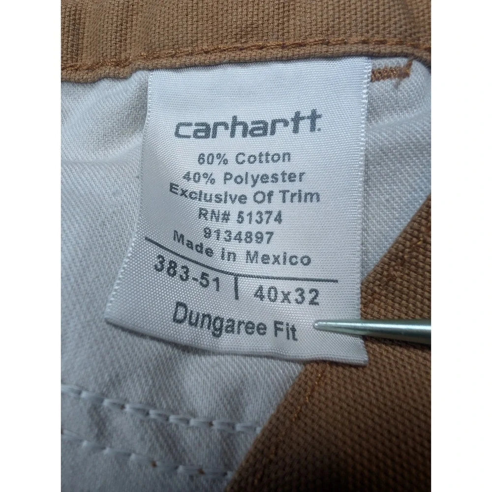 Carhartt 383-51 Pants Mens 40x32 Brown Dungaree Fit Workwear Carpenter